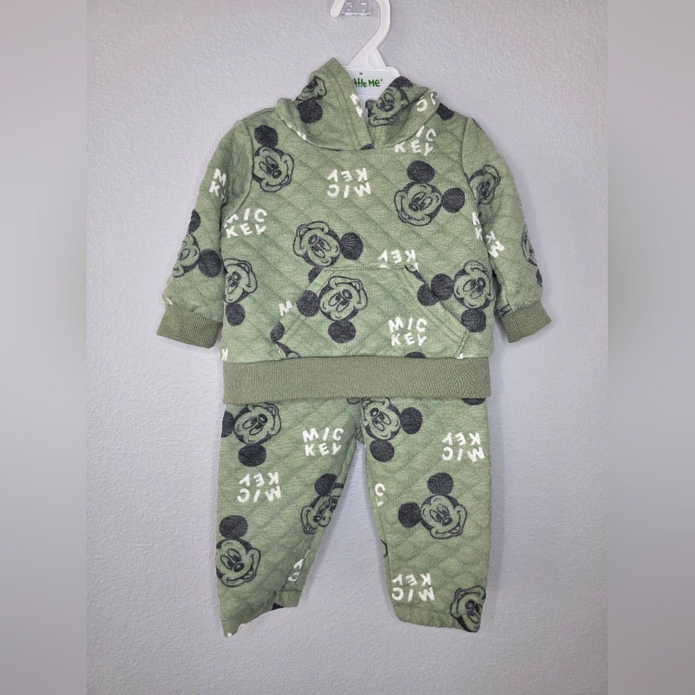 Green Mickey Mouse Kids Hoodie and Pants Set